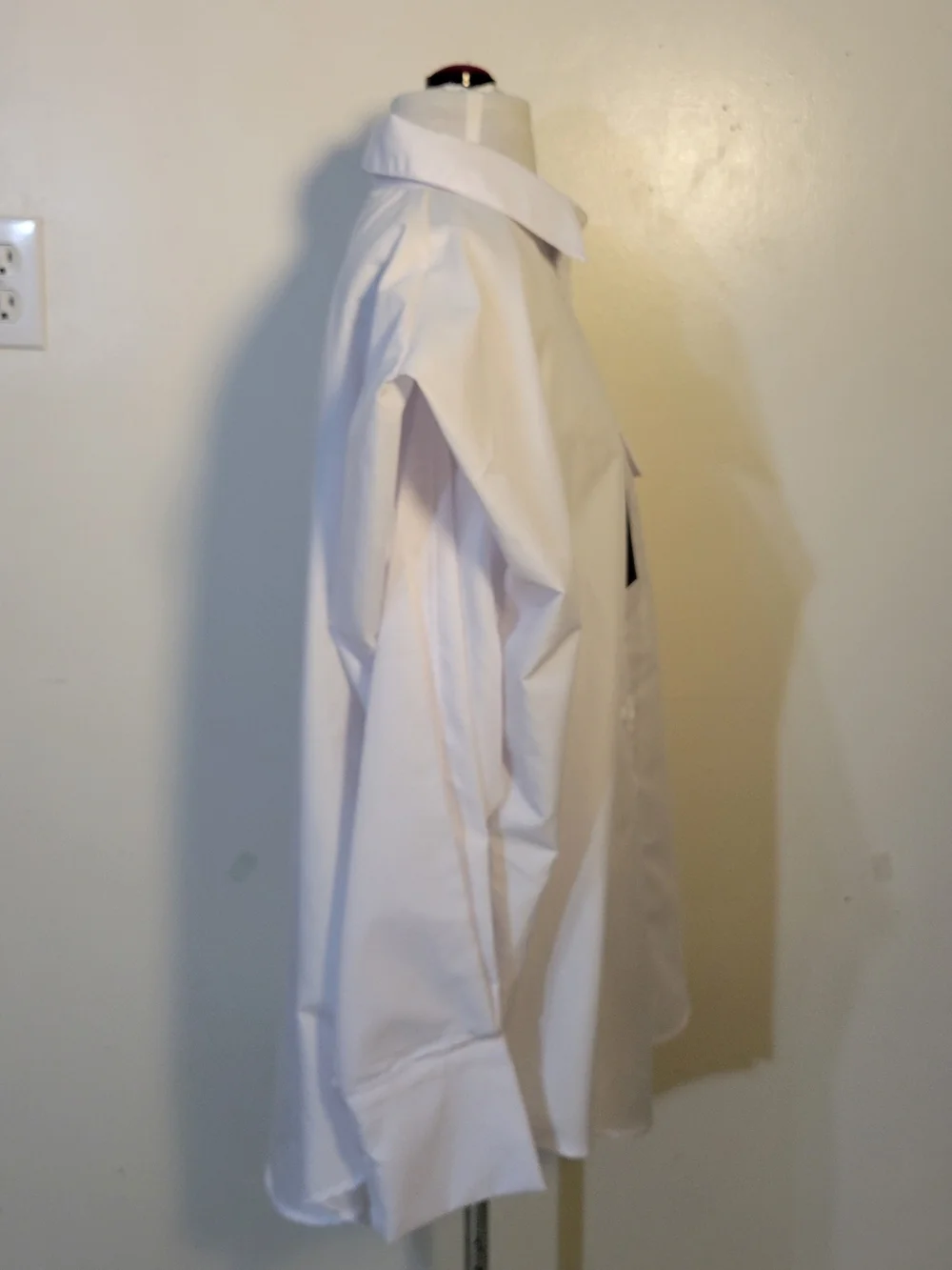 Gold X Teal (Womens L) High Pointed Shoulder Over-sized White Button-Down Shirt - Picture 4 of 10